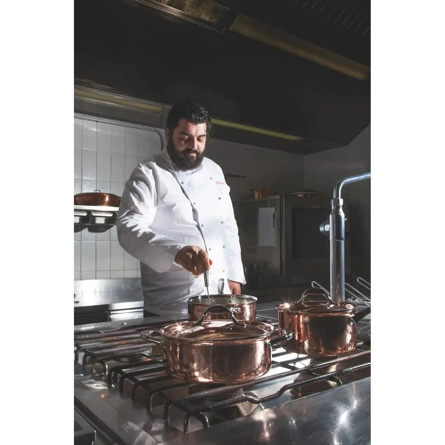 Ruffoni Symphoria Cupra 8" 4-Quart Hammered Copper Soup Pot With Copper-Clad Lid and Riveted Stainless Steel Handle Inlaid With Signature Copper Coin