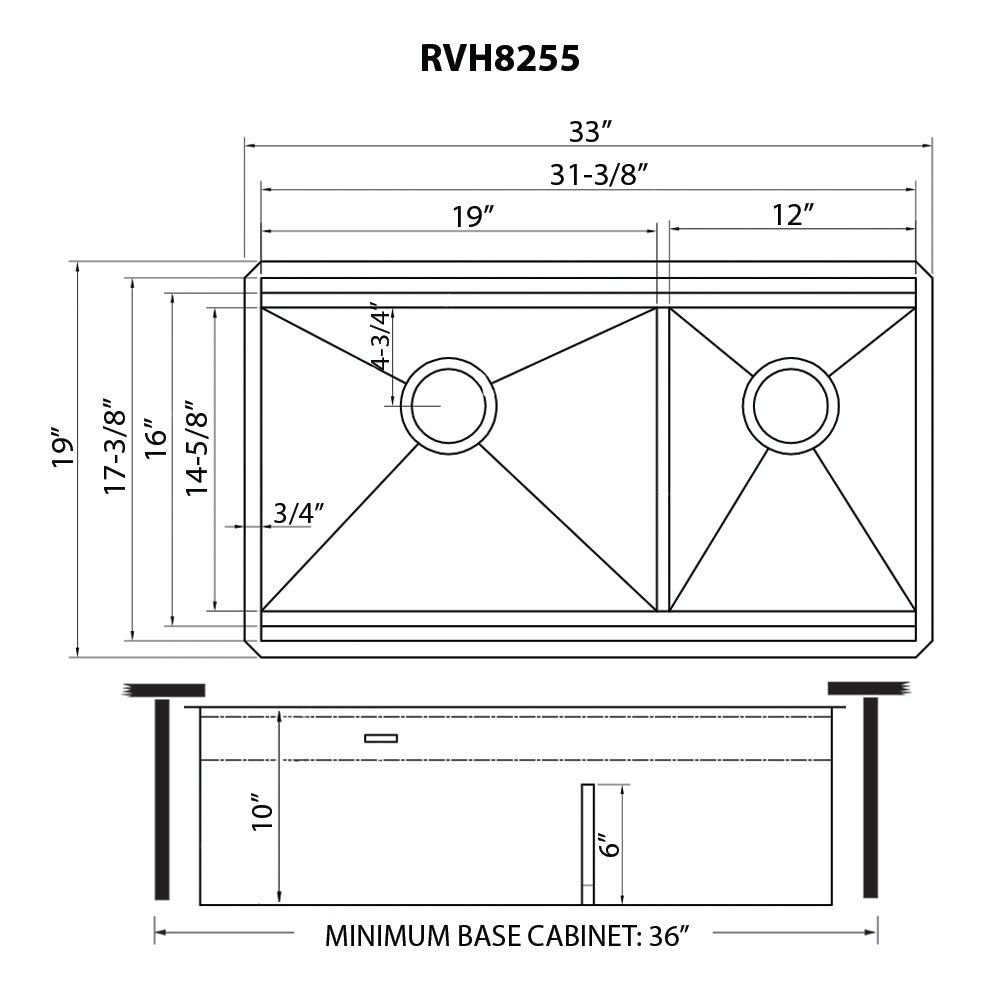 Ruvati Dual Tier 33” x 19" Undermount Stainless Steel 60/40 Double Bowl Low Divide Workstation Kitchen Sink With Bottom Rinse Grid and Drain Assembly