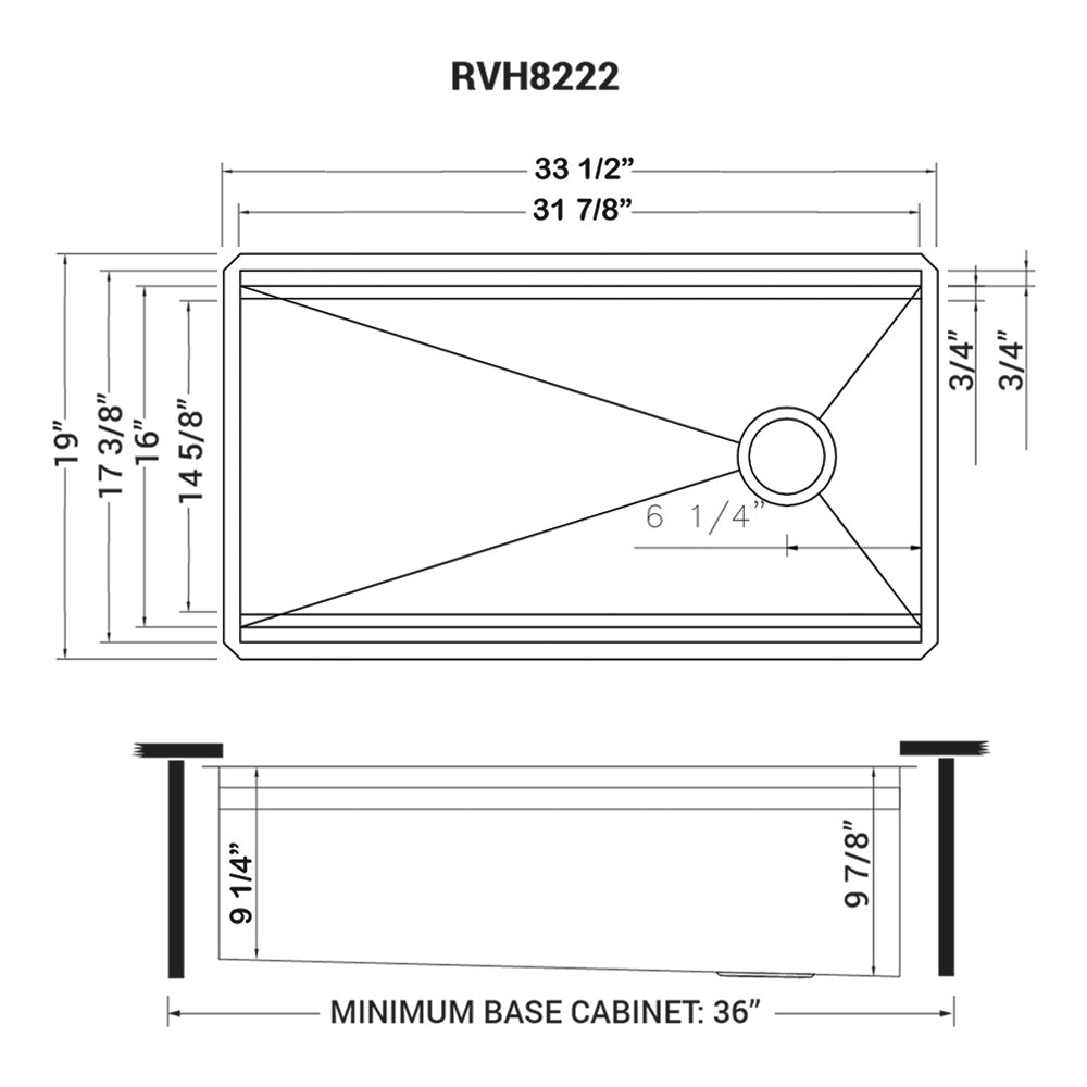 Ruvati Dual Tier 34” x 19" Undermount Stainless Steel Single Bowl Workstation Kitchen Sink With Bottom Rinse Grid and Drain Assembly