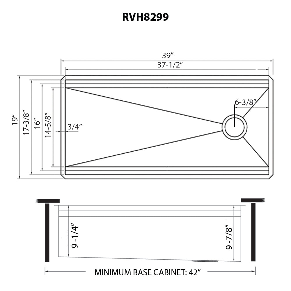 Ruvati Dual Tier 39” x 19" Undermount Stainless Steel Single Bowl Workstation Kitchen Sink With Bottom Rinse Grid and Drain Assembly