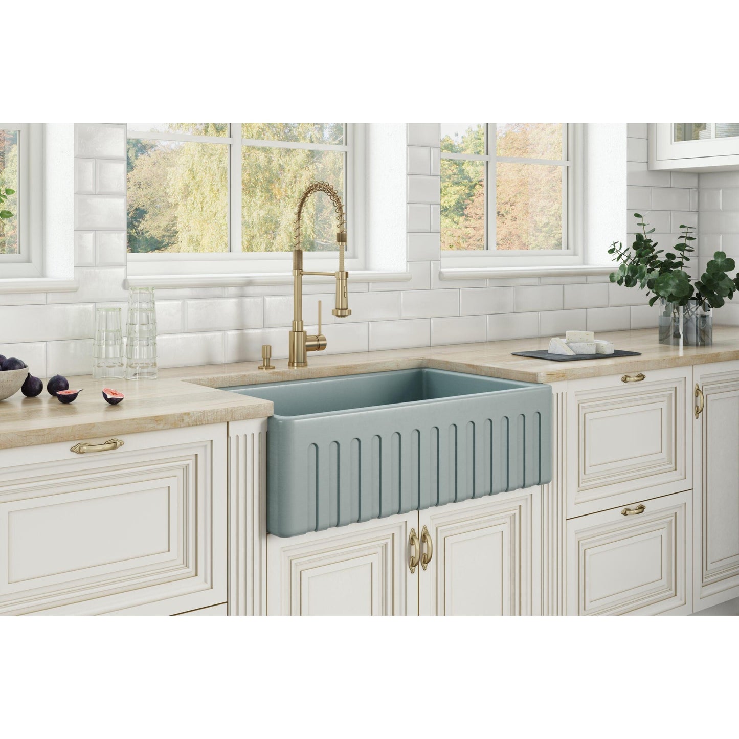 Ruvati Fiamma 30" x 20" Horizon Gray Single Bowl Fireclay Reversible Farmhouse Apron-Front Kitchen Sink
