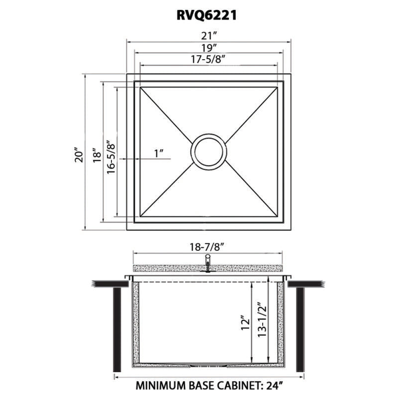 Ruvati Merino 21" x 20" Stainless Steel Insulated Ice Chest Sink for Outdoor