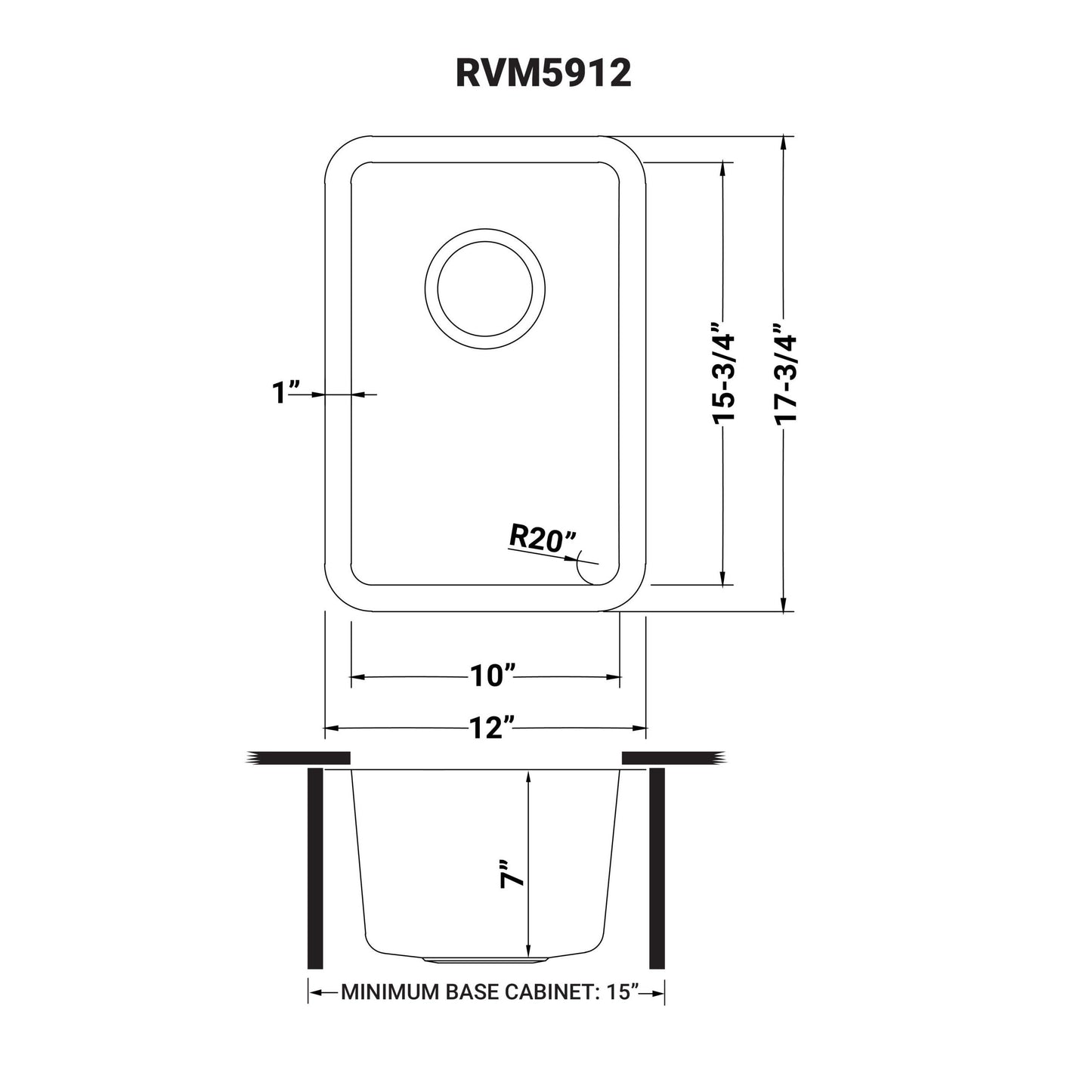 Ruvati Modena 12" x 18" Stainless Steel Single Bowl Undermount Bar Prep Kitchen Sink