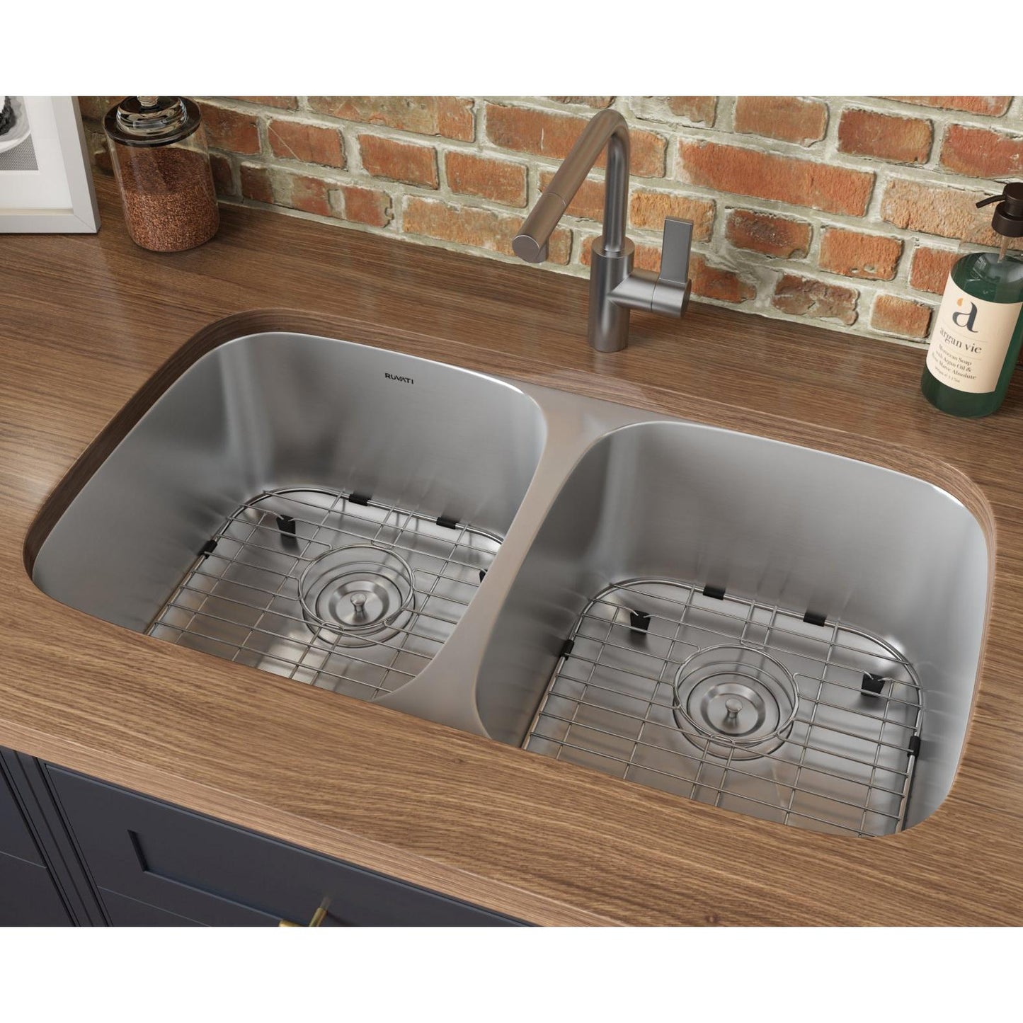 Ruvati Parmi 29" x 19" Stainless Steel Double Bowl Undermount Kitchen Sink