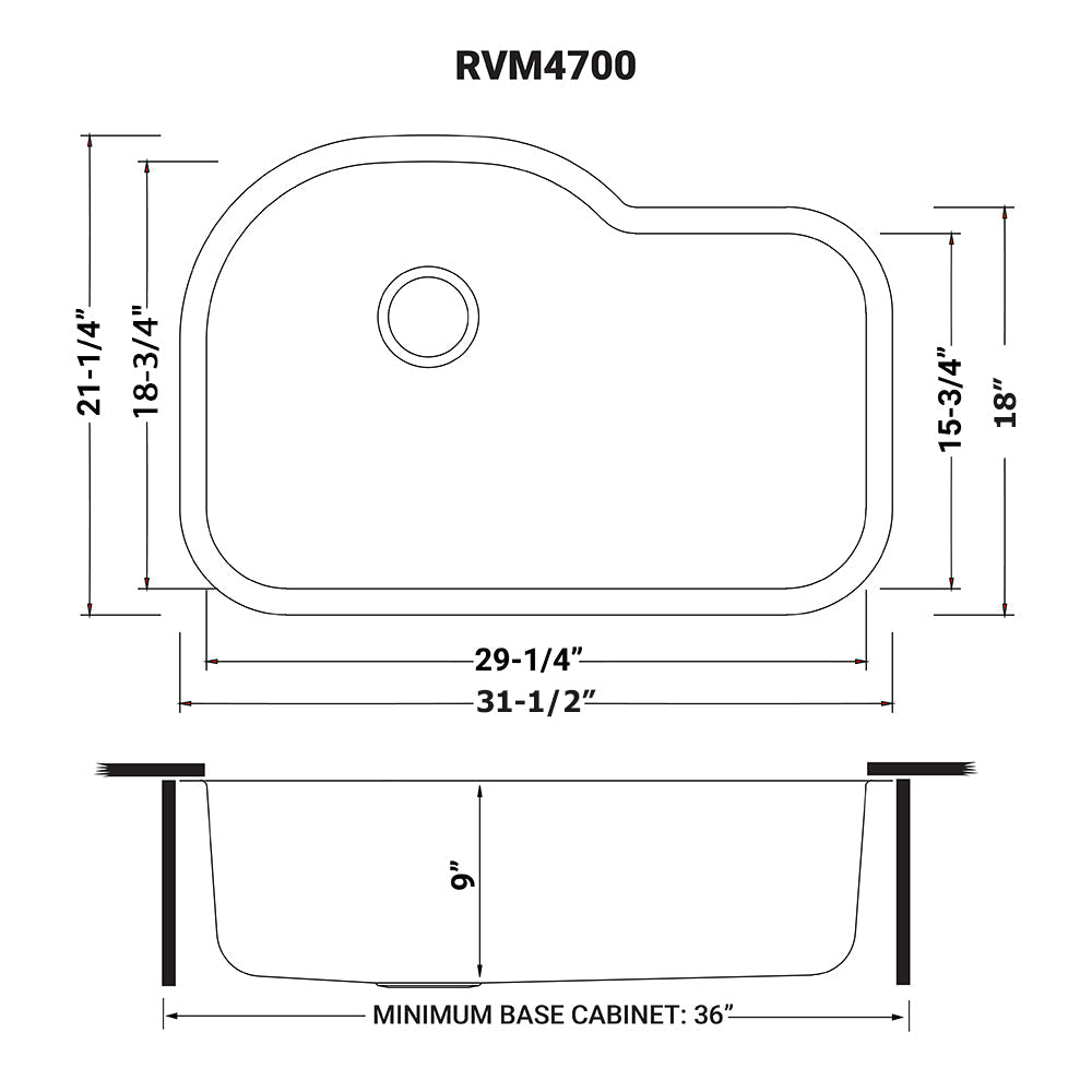 Ruvati Parmi 32" x 21" Stainless Steel Single Bowl Undermount Kitchen Sink