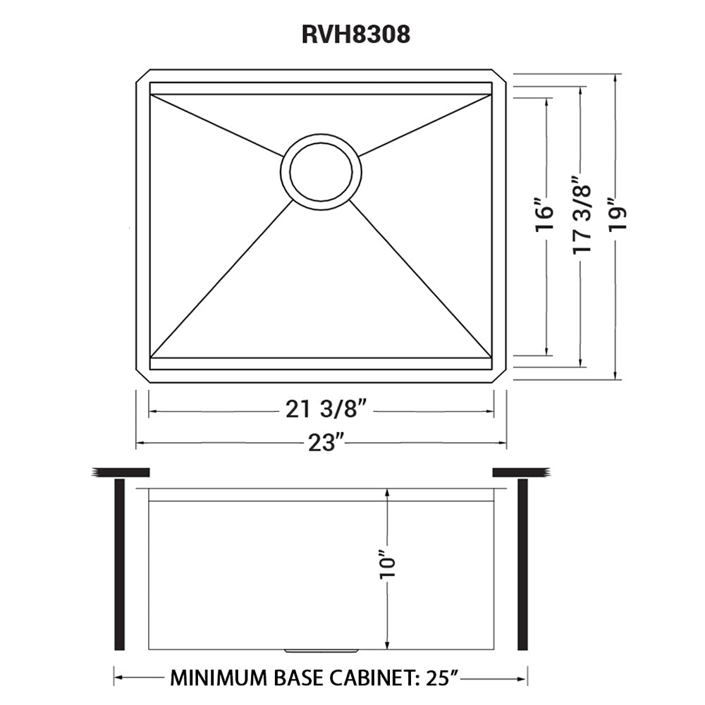 Ruvati Roma 23" x 19" Undermount Stainless Steel Single Bowl Bar Prep Workstation Sink With Bottom Rinse Grid and Drain Assembly