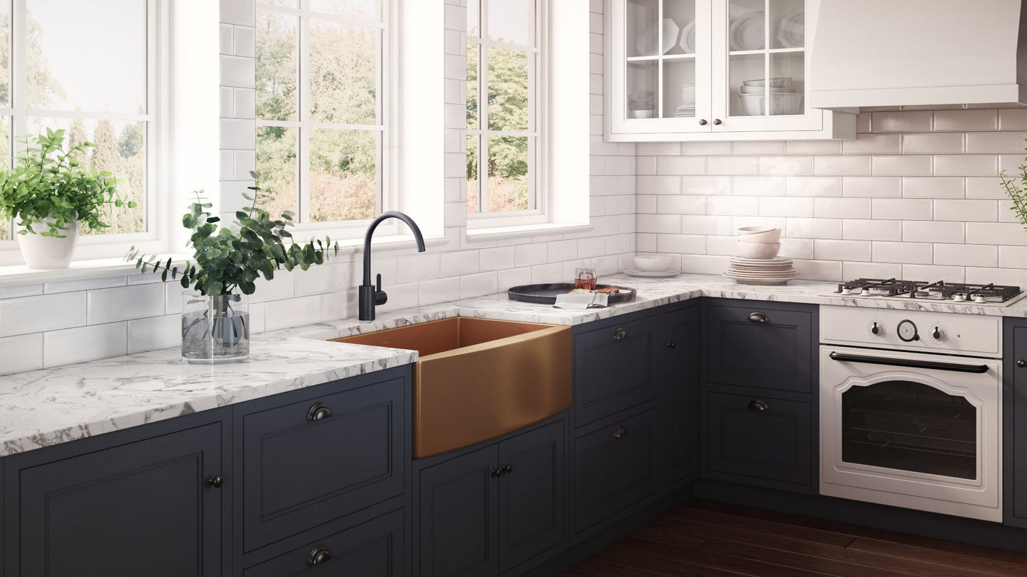 Ruvati Terraza 36" Matte Bronze Apron-Front Stainless Steel Farmhouse Kitchen Sink