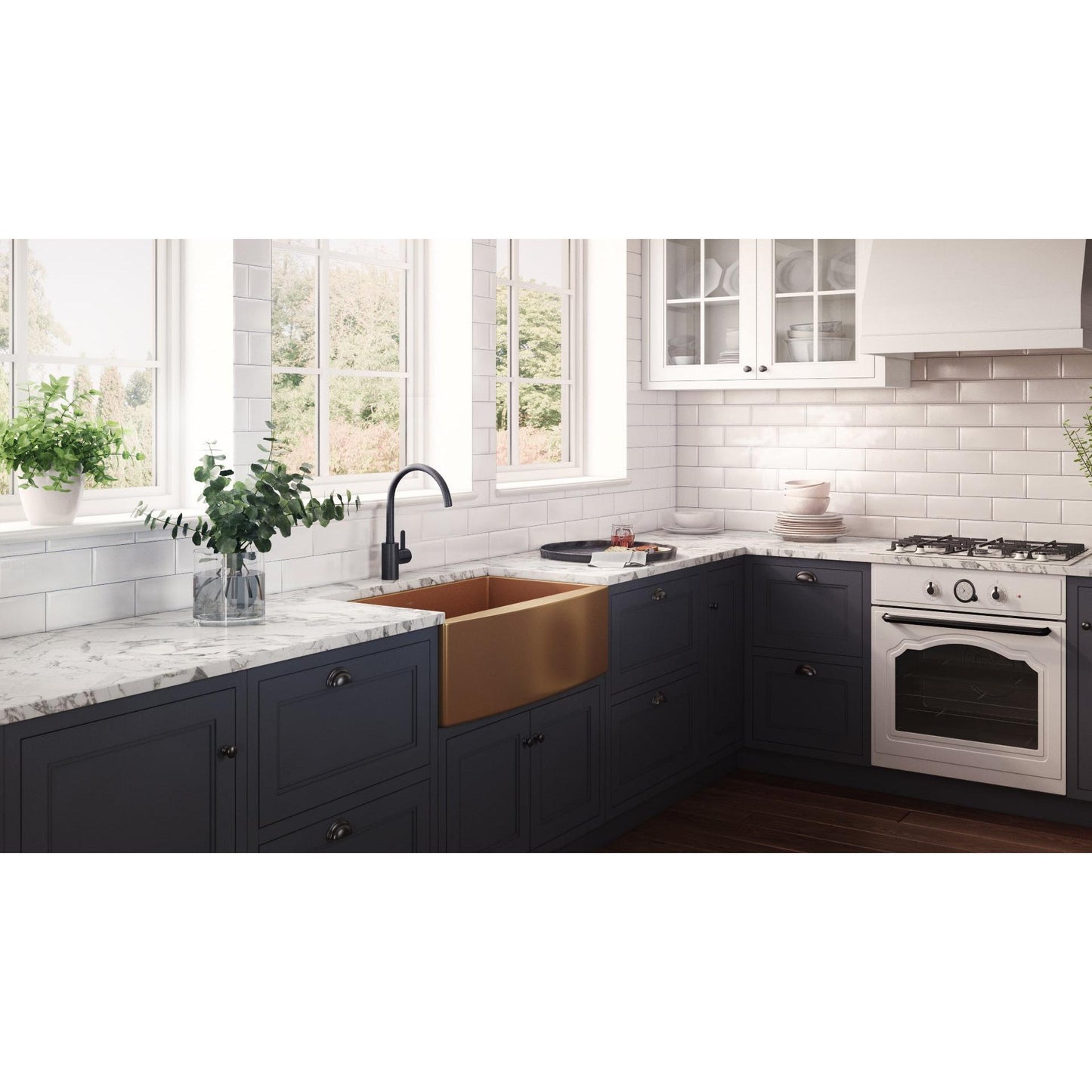 Ruvati Terraza 36" Matte Bronze Apron-Front Stainless Steel Farmhouse Kitchen Sink
