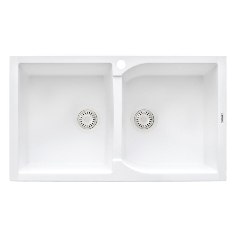 Stylish Ample 32 x 18 Slim Low Divider Double Bowl Undermount