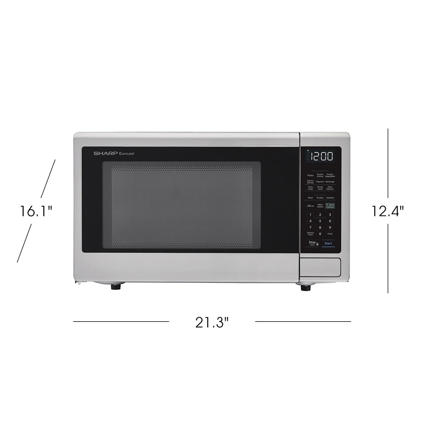 Sharp Carousel 21" 1.4 CU. Ft. 1000W Brushed Stainless Steel Countertop Microwave Oven With Voice Control Alexa-Enabled Technology