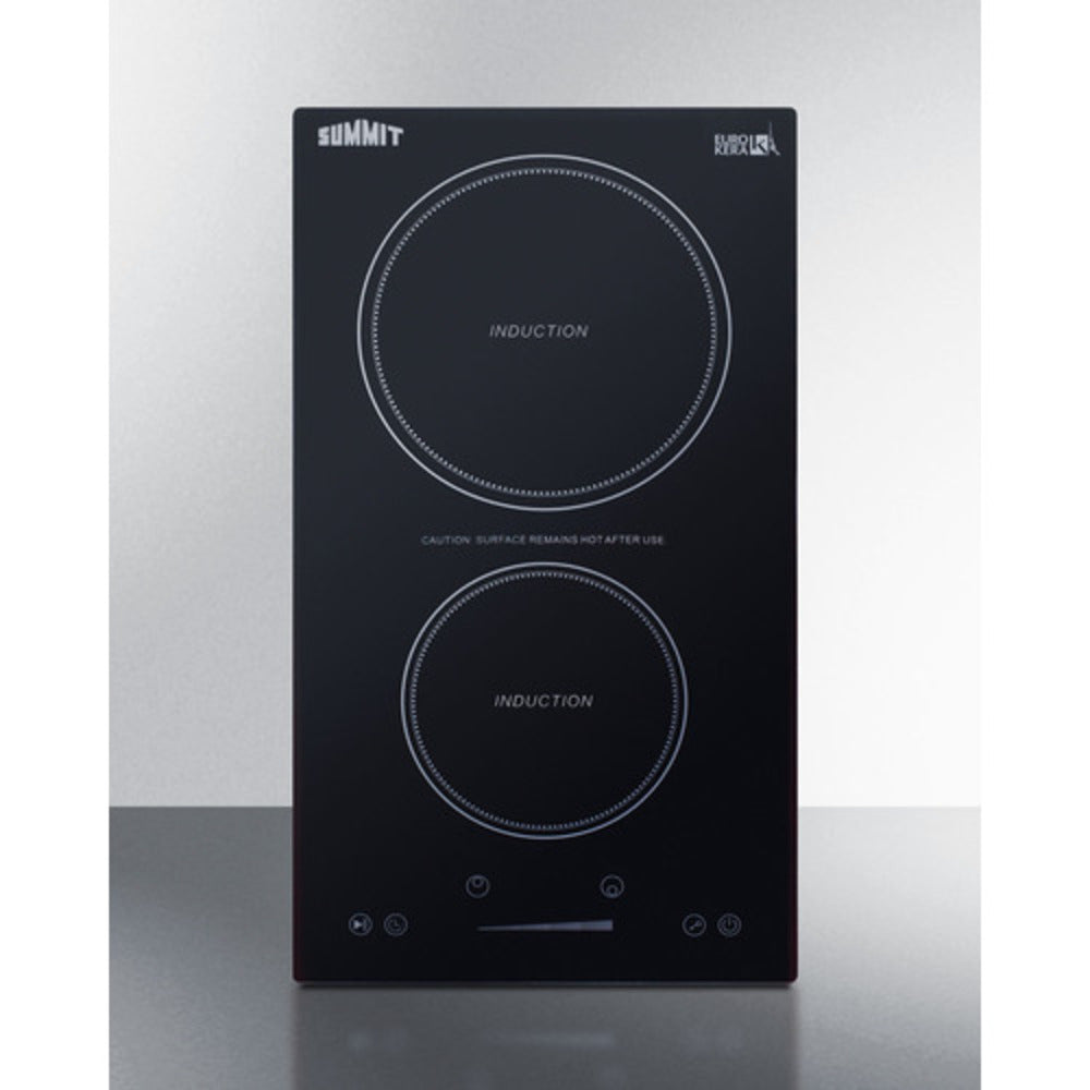 Summit Appliance 12" 115V Black Glass 2-Zone Induction Cooktop with 3-Prong Plug Cord