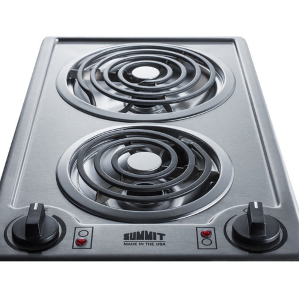 Summit Appliance 12" 230V Stainless Steel 2-Burner Coil Cooktop