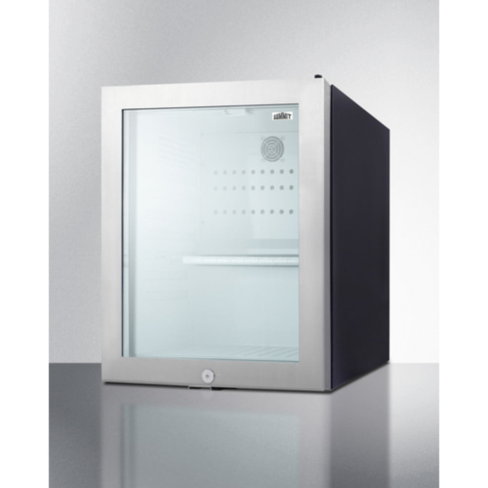 Summit Appliance 16" White Finish Compact Minibar with Tempered Glass Door
