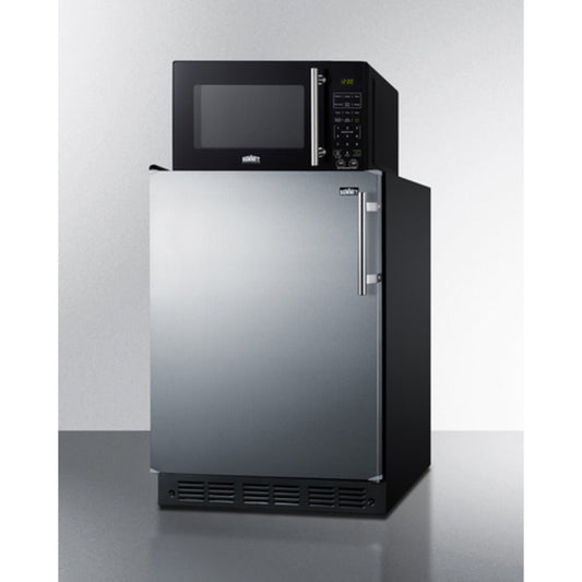 Summit Appliance 18" 4 cu.ft. Stainless Steel/Black Finish Microwave and Refrigerator-Freezer Combo with Allocator