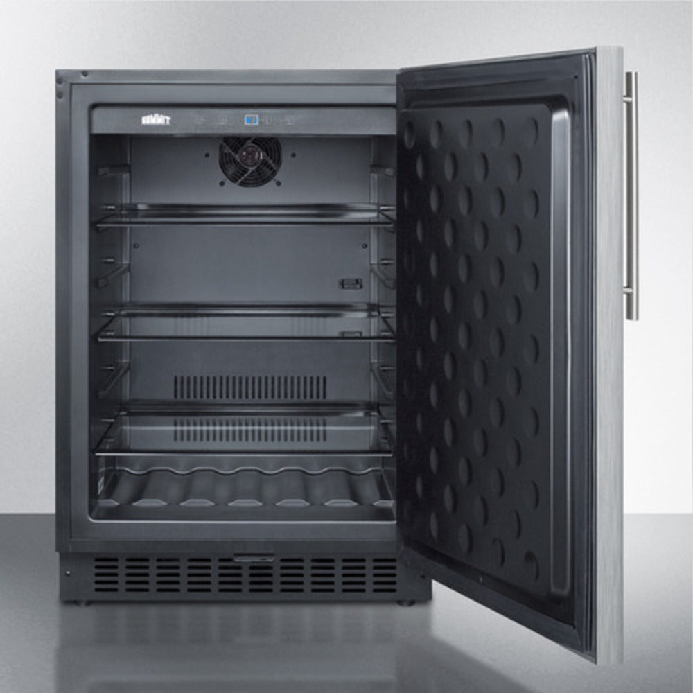 Summit Appliance 24" 5 cu.ft. Stainless Steel/Black Finish Outdoor All-Refrigerator with Professional Handle