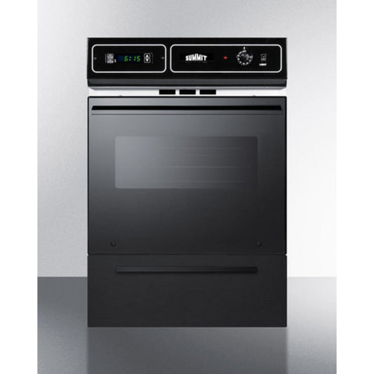Summit Appliance 24" Black Finish Gas Wall Oven with Black Glass Door