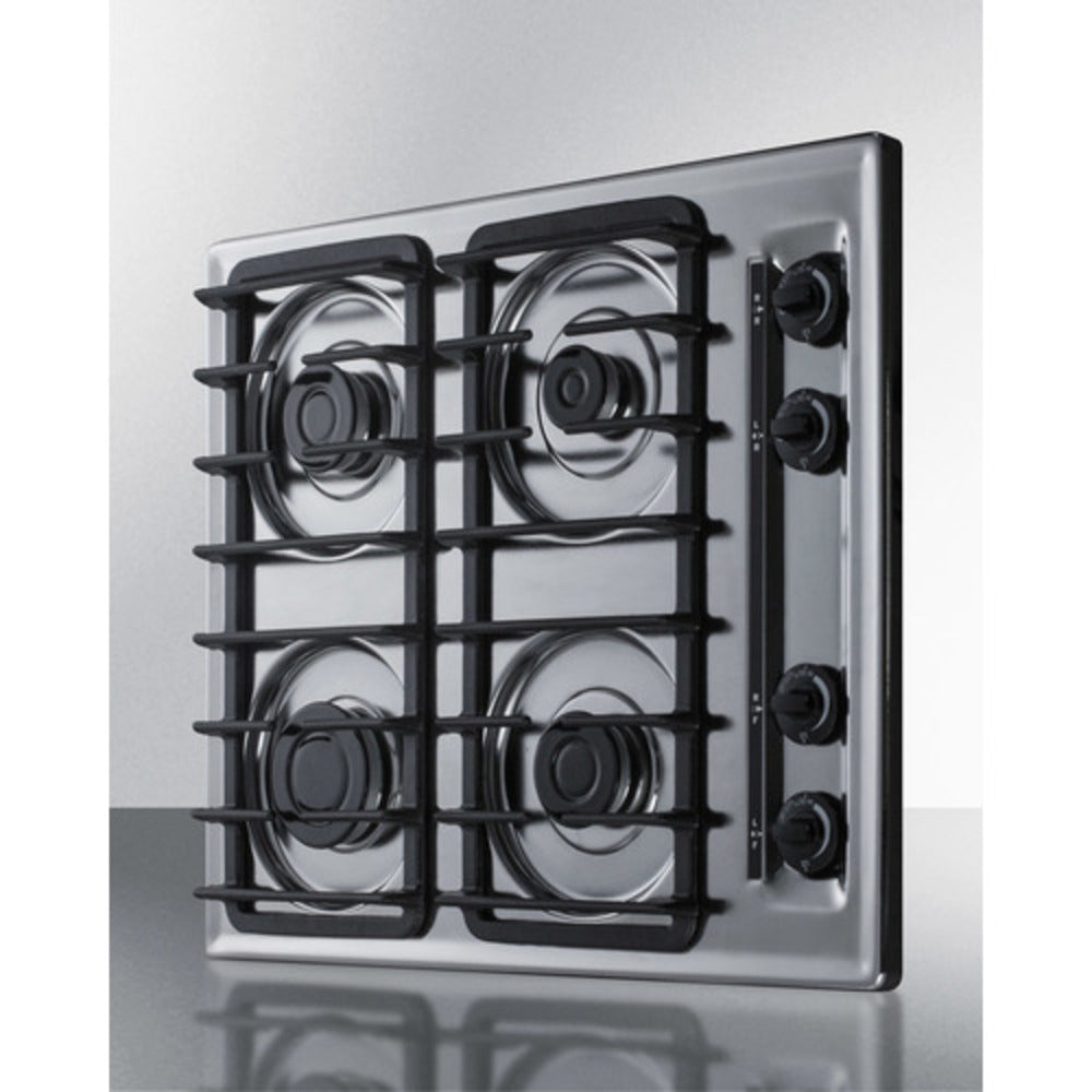 Summit Appliance 24" Chrome Finish 4-Sealed Burner Gas Cooktop