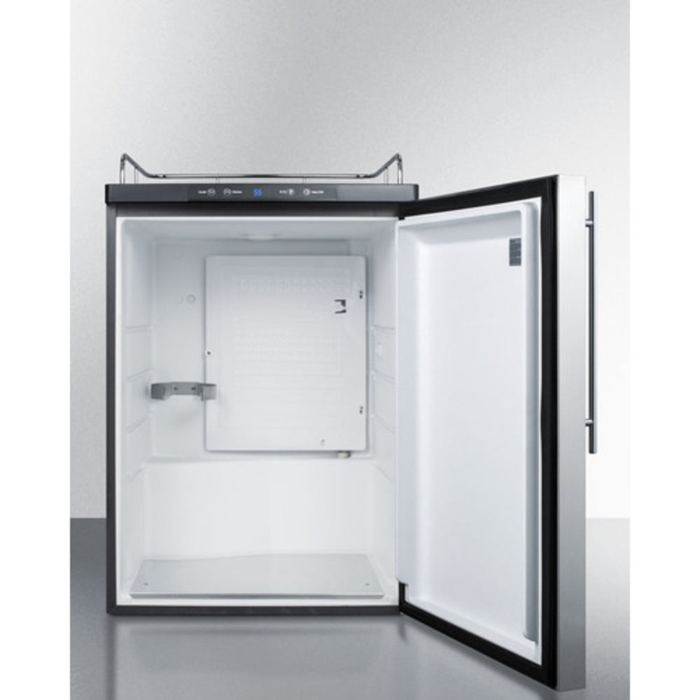 Summit Appliance 24" Stainless Steel/Black Finish Built-In Kegerator without Tap Kit - Professional Handle