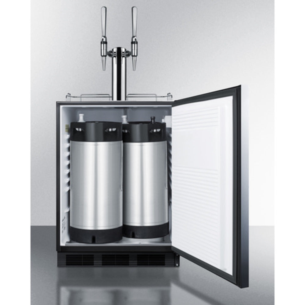 Summit Appliance 24" Stainless Steel/Black Finish Built-In Nitro Coffee Dual Tap Kegerator - ADA Compliant
