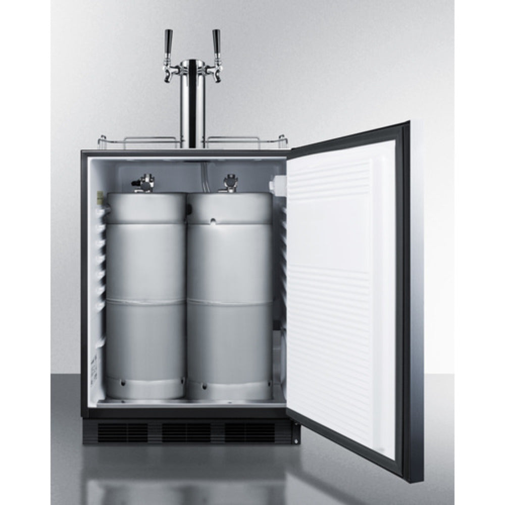 Summit Appliance 24" Stainless Steel/Black Finish Built-In Wine Dual Tap Kegerator - ADA Compliant