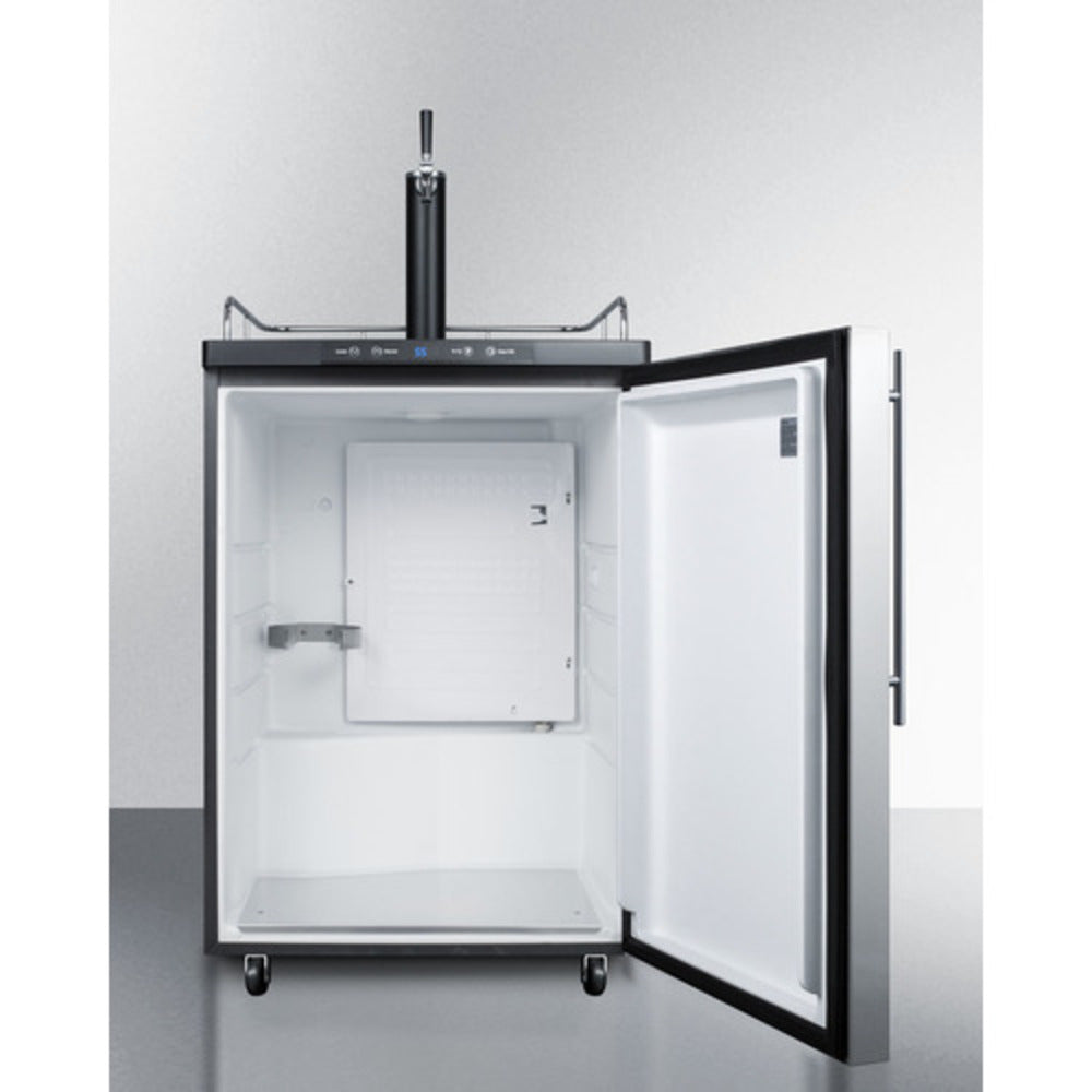 Summit Appliance 24" Stainless Steel/Black Finish Freestanding Single Tap Kegerator with Profesional Handle