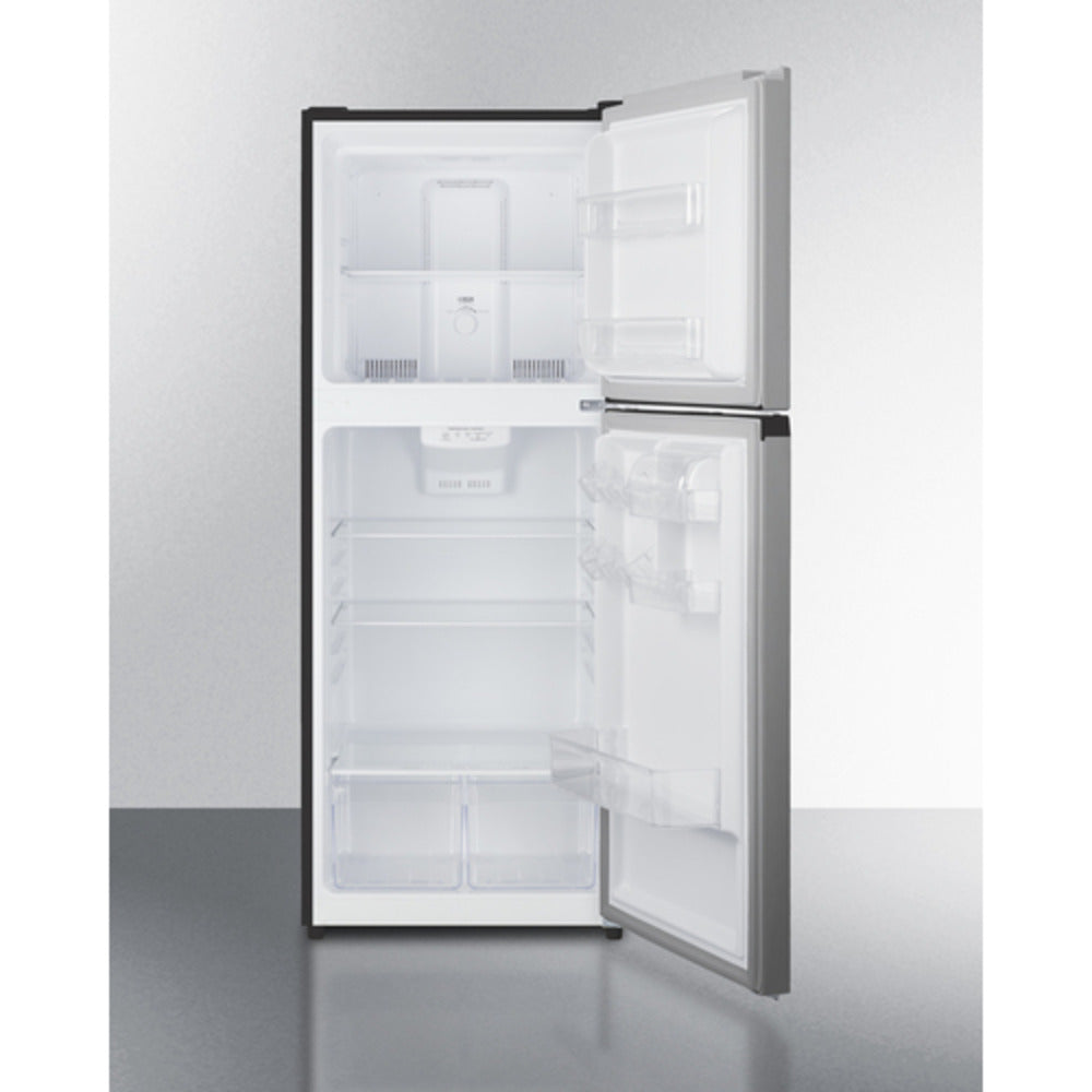 Summit Appliance 24" Stainless Steel/Black Finish Top Mount Refrigerator-Freezer