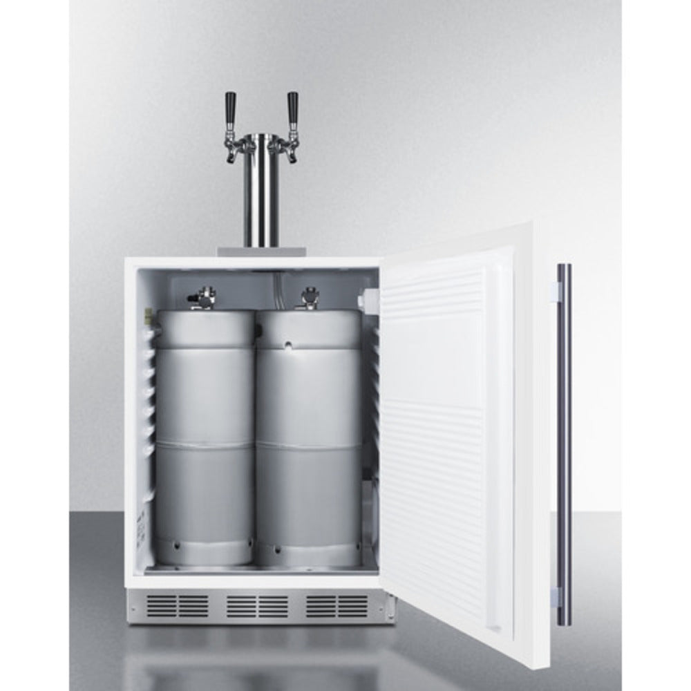 Summit Appliance 24" White Finish Built-In Beer Dual Tap Kegerator - ADA Compliant