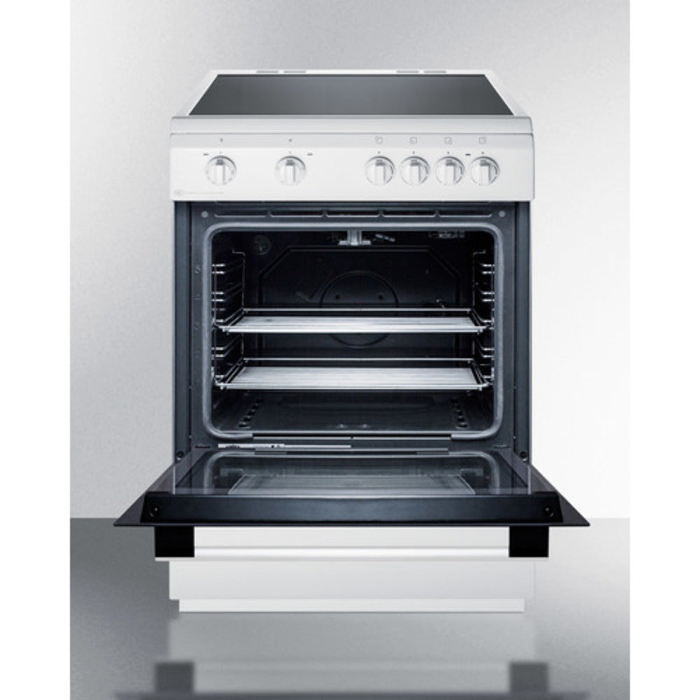 Summit Appliance 24" White/Black Finish Smooth Top Electric Range