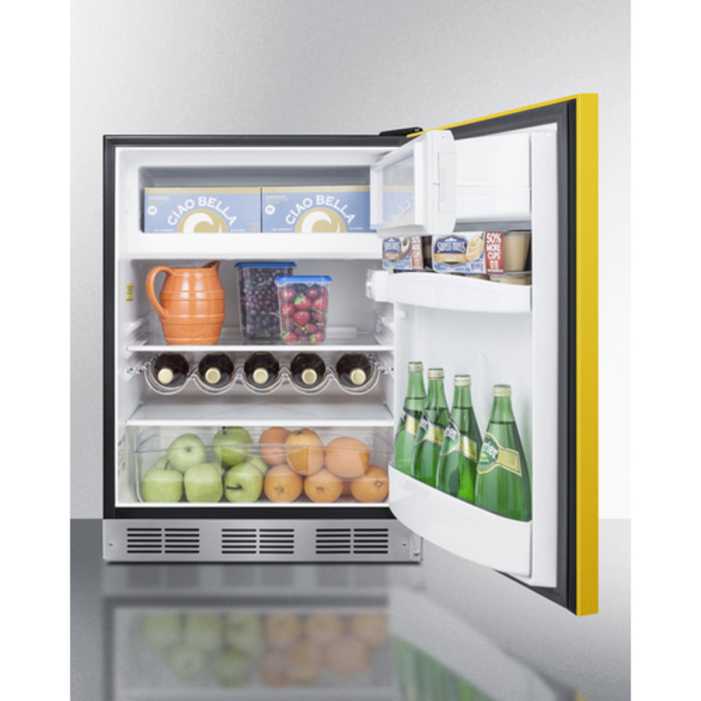 Summit Appliance 24" Yellow/Black Finish Refrigerator-Freezer - ADA Compliant