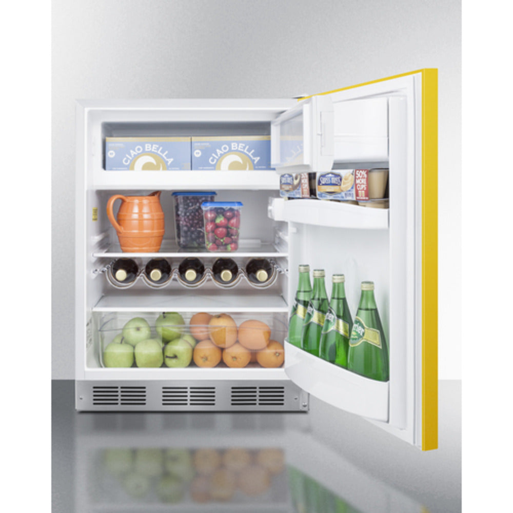Summit Appliance 24" Yellow/White Finish Refrigerator-Freezer - ADA Compliant