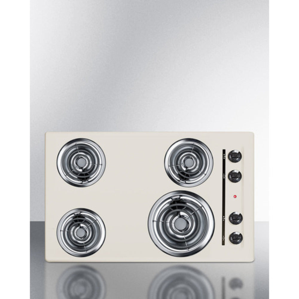 Summit Appliance 30" 220-240V Bisque Finish 4-Burner Coil Cooktop