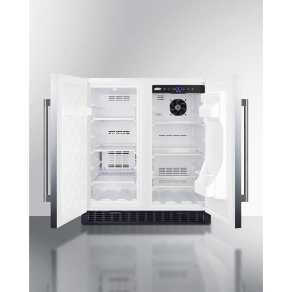Summit Appliance 30" 5 cu.ft. Stainless Steel/White Finish Built-In Refrigerator-Freezer