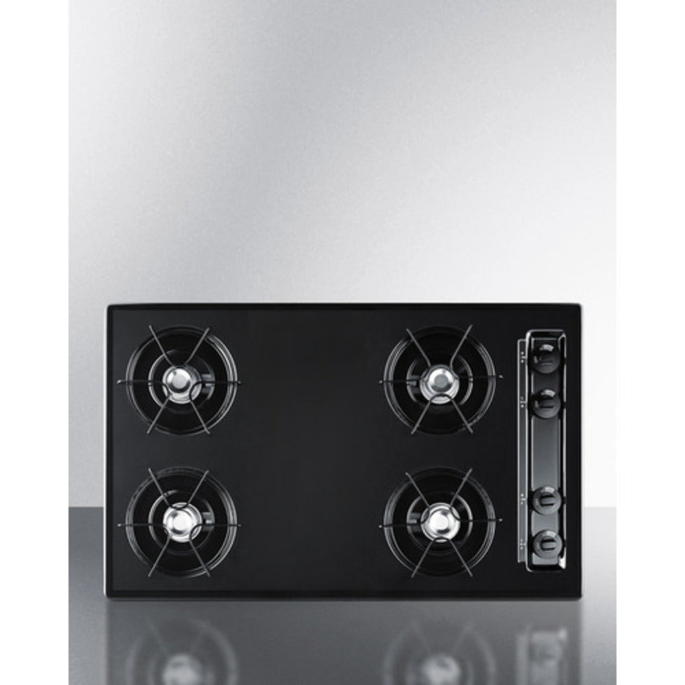 Summit Appliance 30" Black Finish Electronic Ignition 4-Burner Gas Cooktop