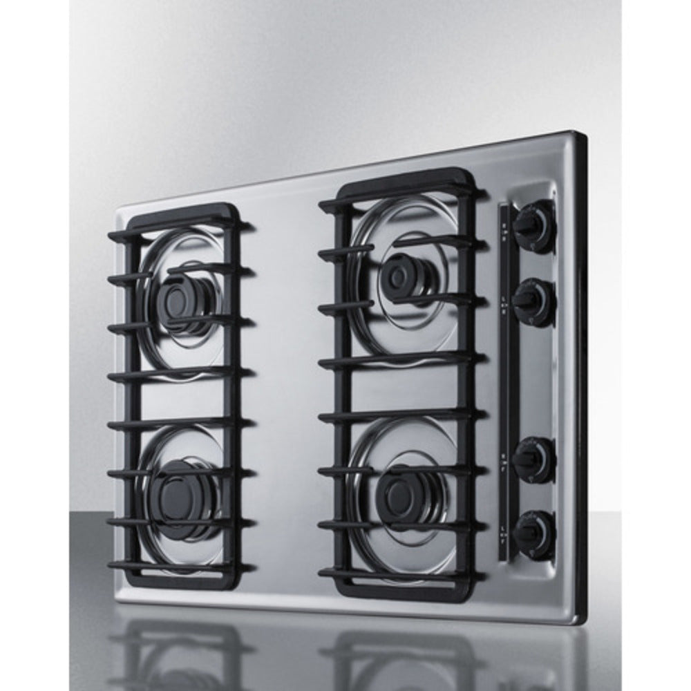 Summit Appliance 30" Chrome Finish 4-Sealed Burner Gas Cooktop