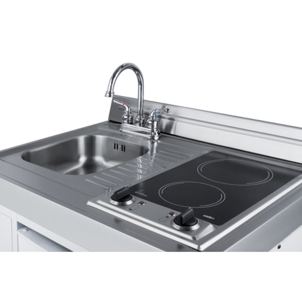 Summit Appliance 30" White Finish All-In-One Kitchenette with Glass Burner