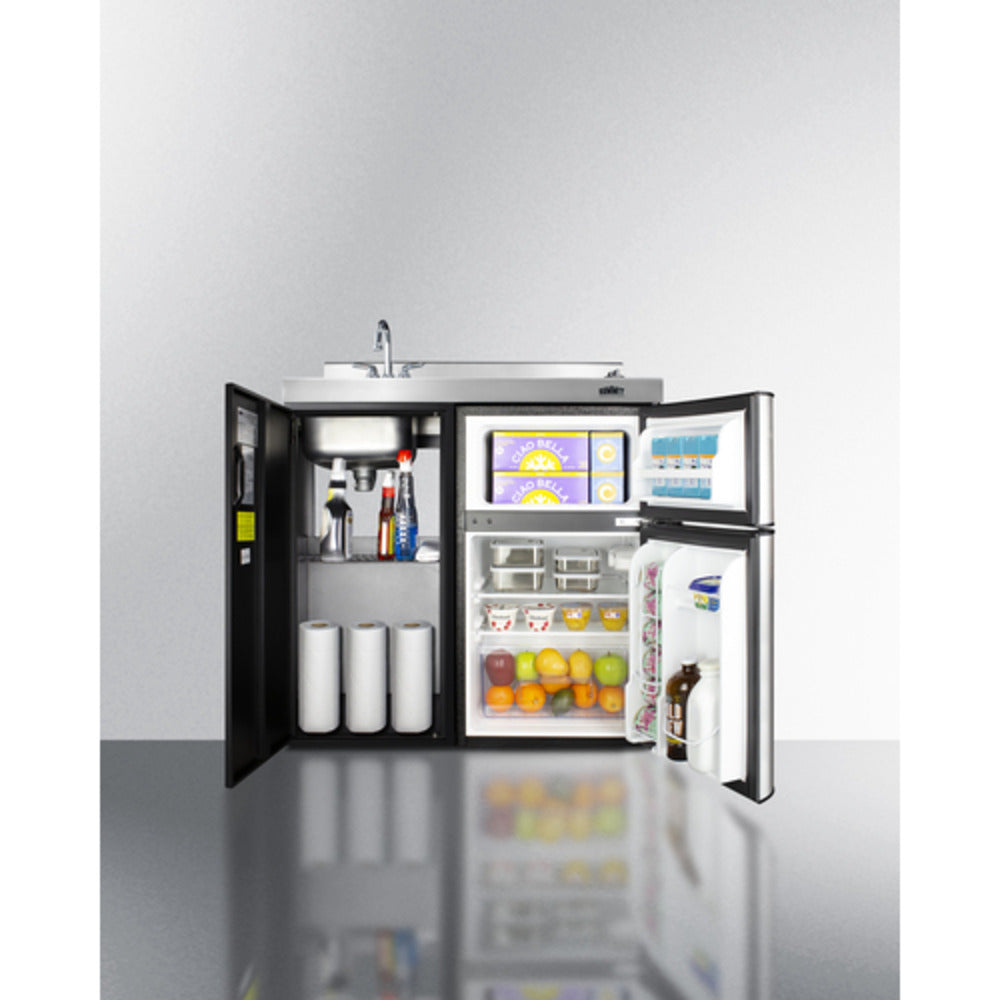 Summit Appliance 36" Stainless Steel/Black Finish All-In-One Kitchenette with Coil Burner