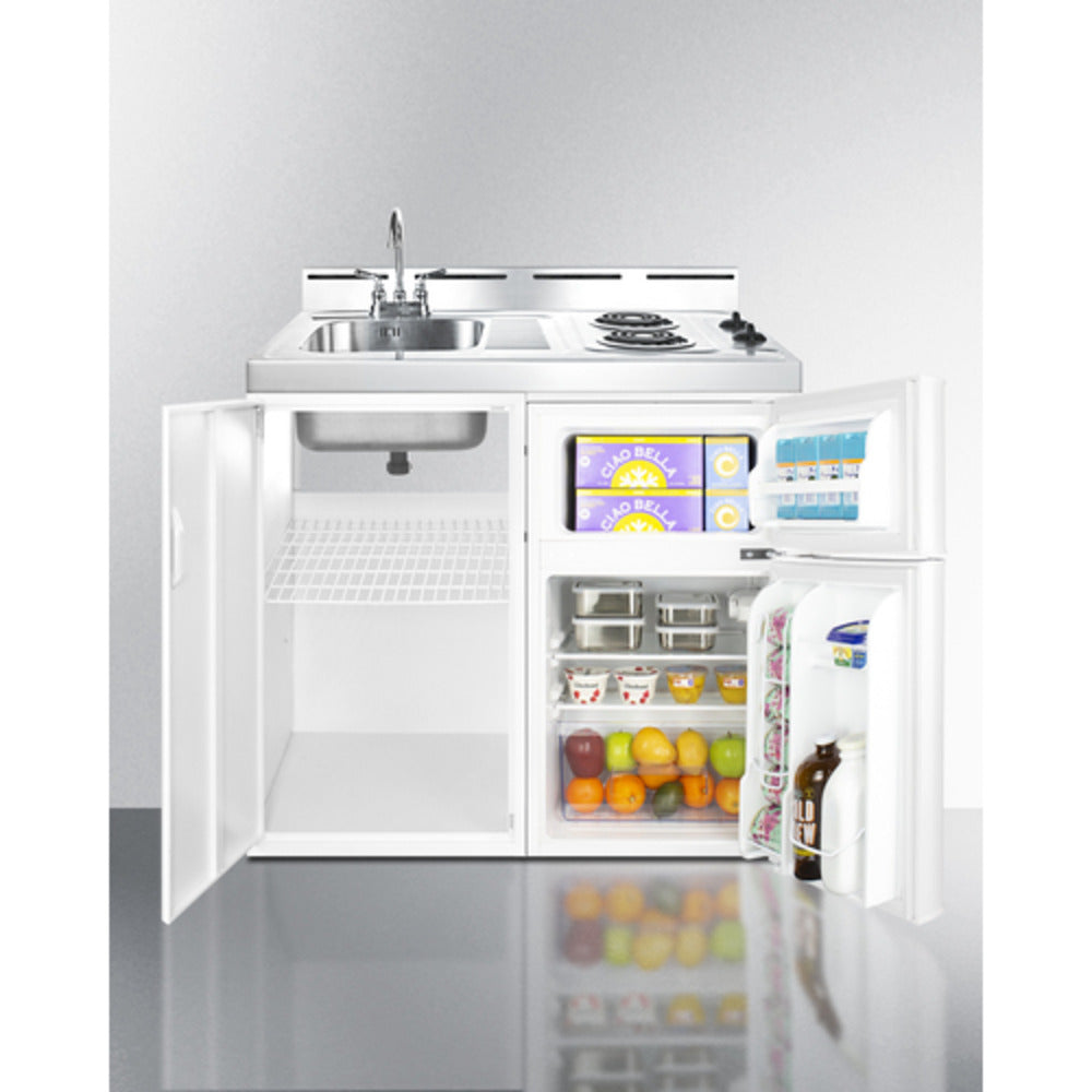 Summit Appliance 39" White Finish All-In-One Kitchenette with Coil Burner