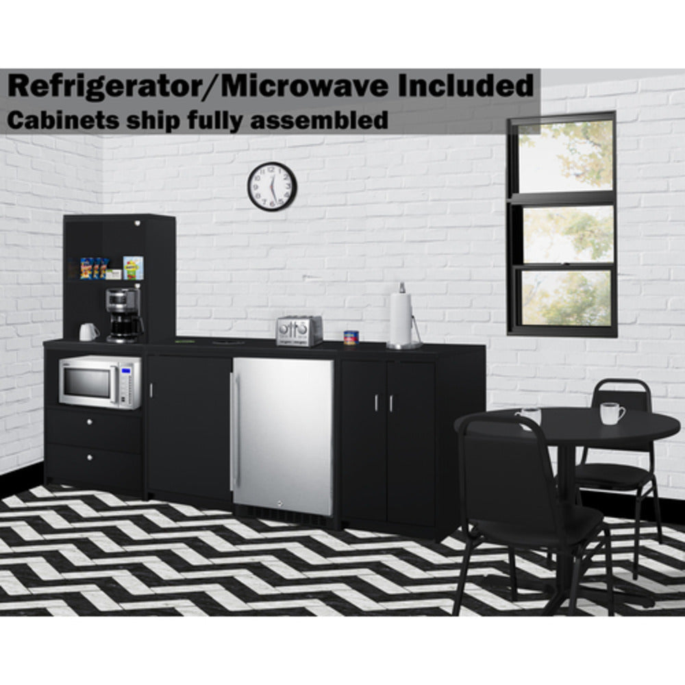 Summit Appliance 95" Black Finish Casework Suite with Refrigerator and Microwave - ADA Height