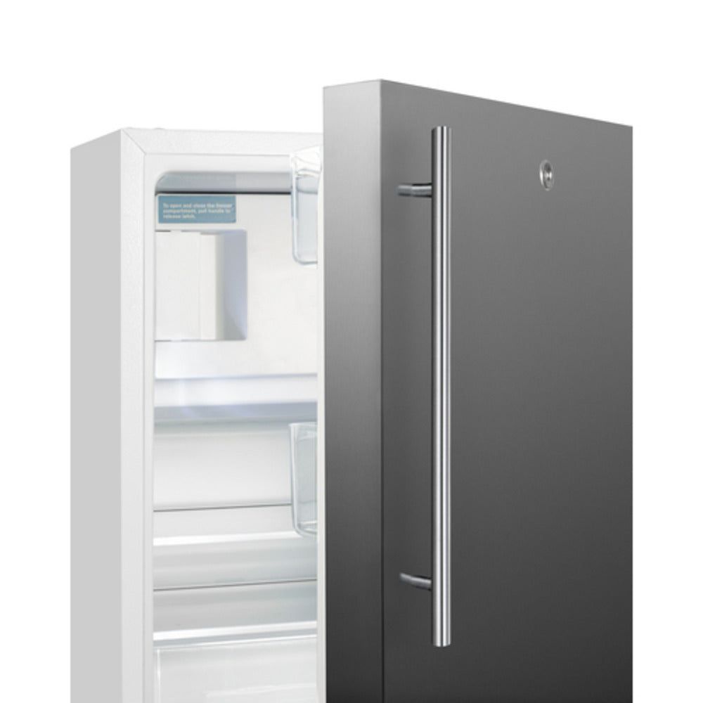 Summit Appliance ALRF48 Series 21" Stainless Steel/White Finish Built-In Refrigerator-Freezer with Brushed Stainless Steel Handle
