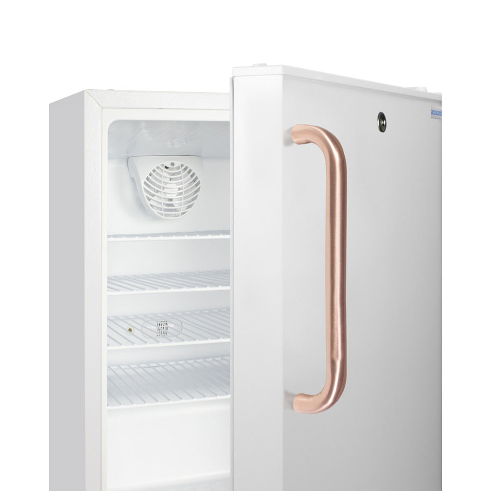 Summit Appliance Accucold 20" White Finish Built-In Healthcare All-Refrigerator with Copper Handle