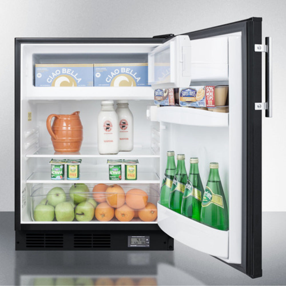 Summit Appliance BKRF Series 24" Black Finish Break Room Refrigerator-Freezer