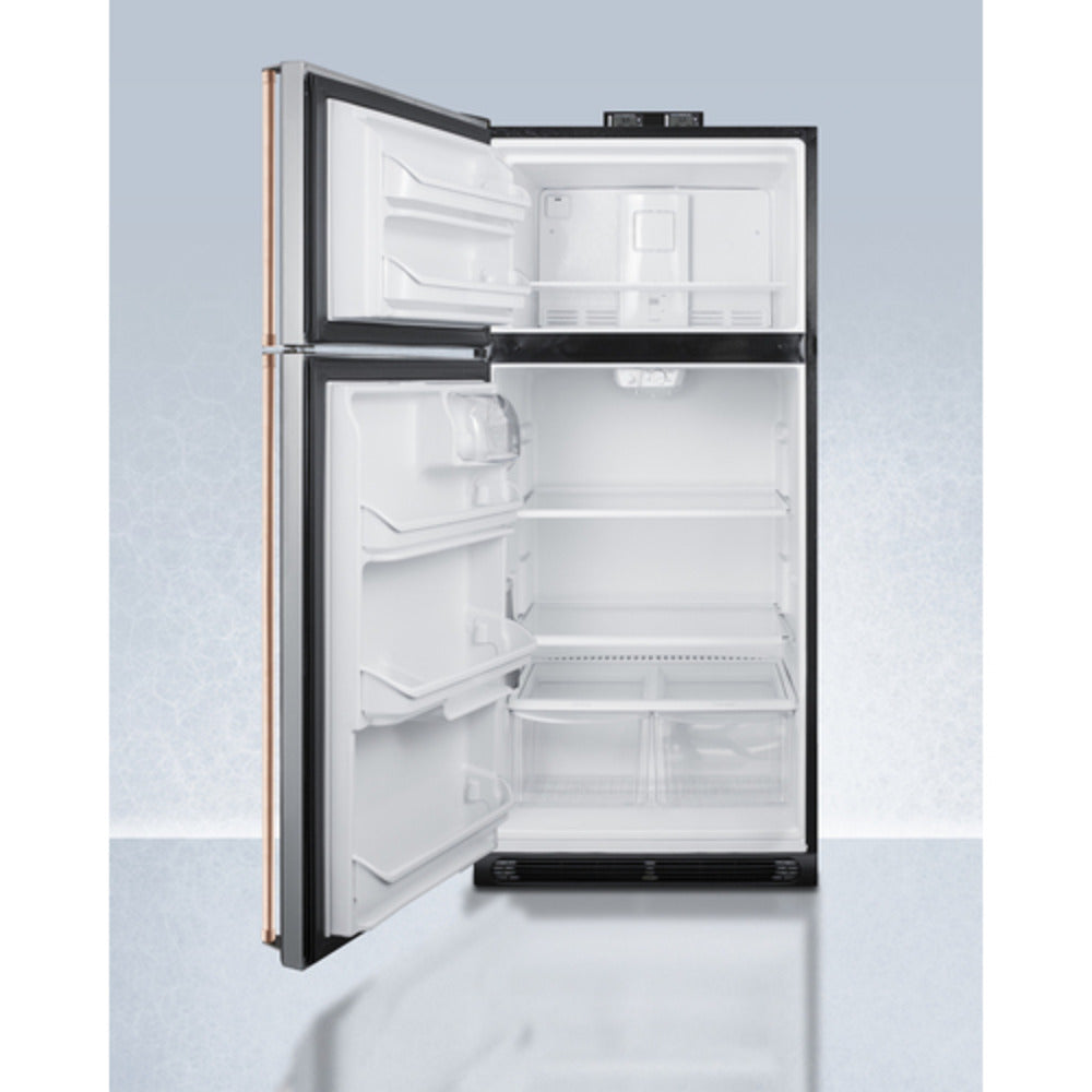 Summit Appliance BKRF Series 30" Stainless Steel Finish Break Room Refrigerator-Freezer with Antimicrobial Pure Copper Left Handles