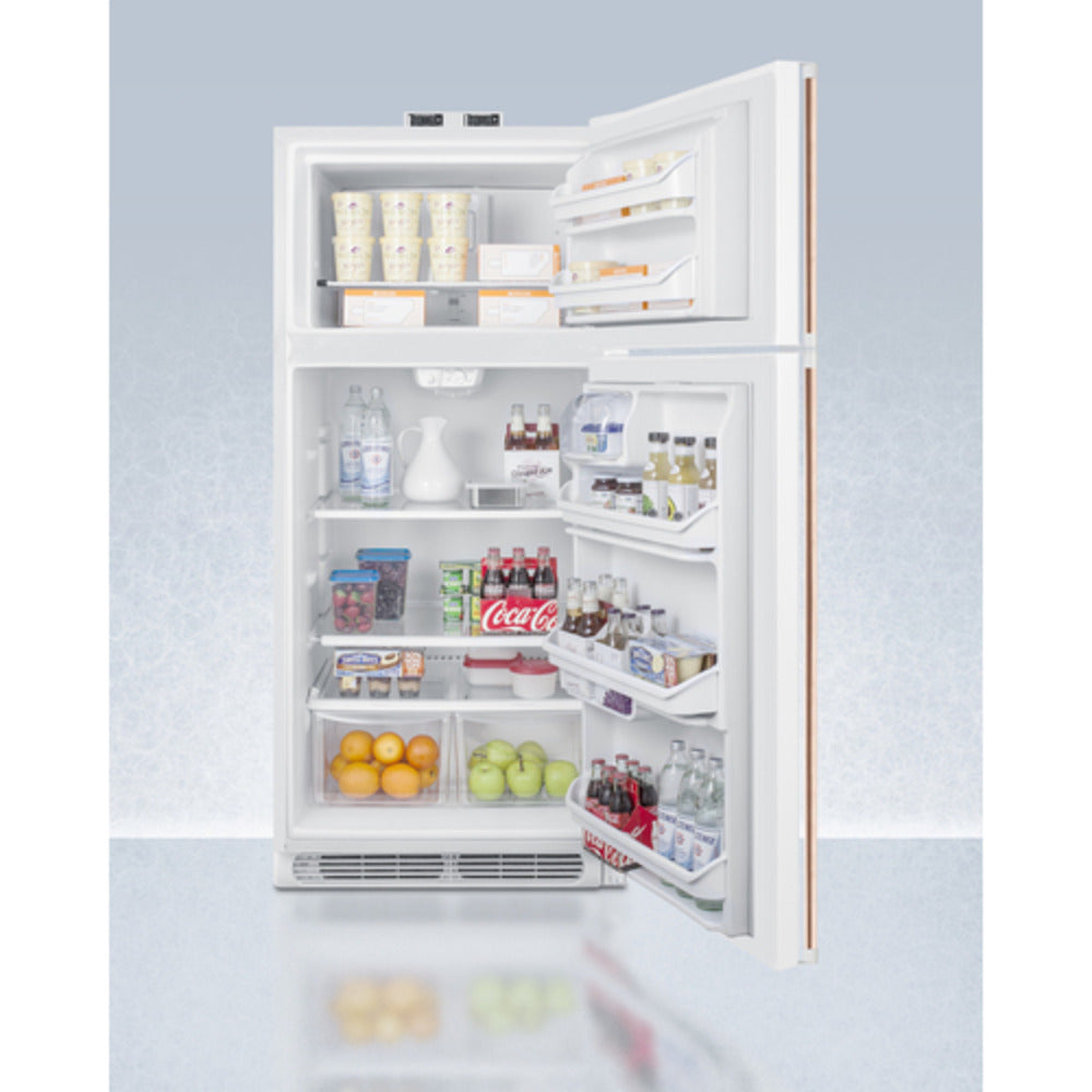 Summit Appliance BKRF Series 30" White Finish Break Room Refrigerator-Freezer with Antimicrobial Pure Copper Handle