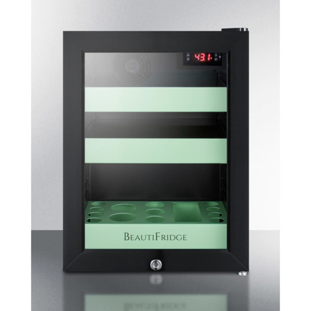 Summit Appliance BeautiFridge Cosmetics Cooler with Mint Green Shelves Finish