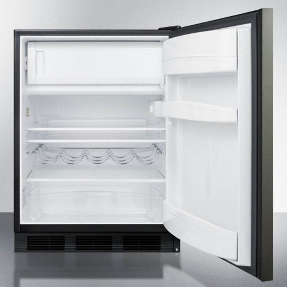 Summit Appliance CT663 Series 24" Black Stainless Steel Finish Built-In Refrigerator-Freezer - ADA Compliant