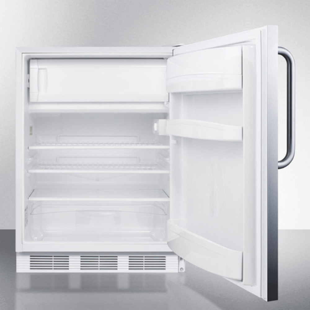 Summit Appliance CT66LW Series 24" Stainless Steel Built-In Refrigerator-Freezer with Towel Bar Handle