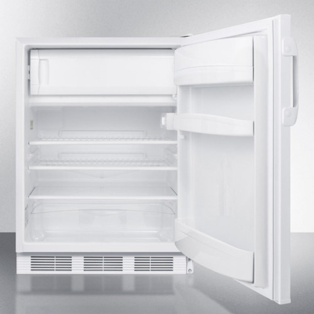 Summit Appliance CT66W Series 24" White Finish Built-In Refrigerator-Freezer - ADA Compliant
