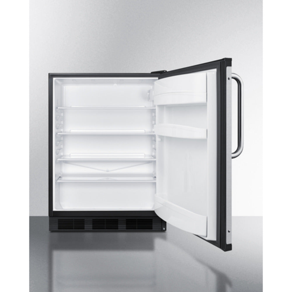 Summit Appliance FF6 Series 24" Black Finish All-Refrigerator Beverage Zone - ADA Height