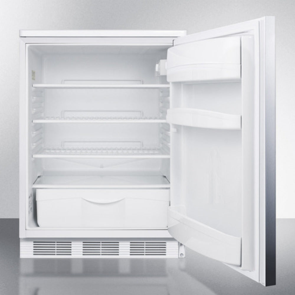 Summit Appliance FF6BI7 Series 24" Stainless Steel/White Finish Built-In All-Refrigerator - NSF-7 Commercial Standards
