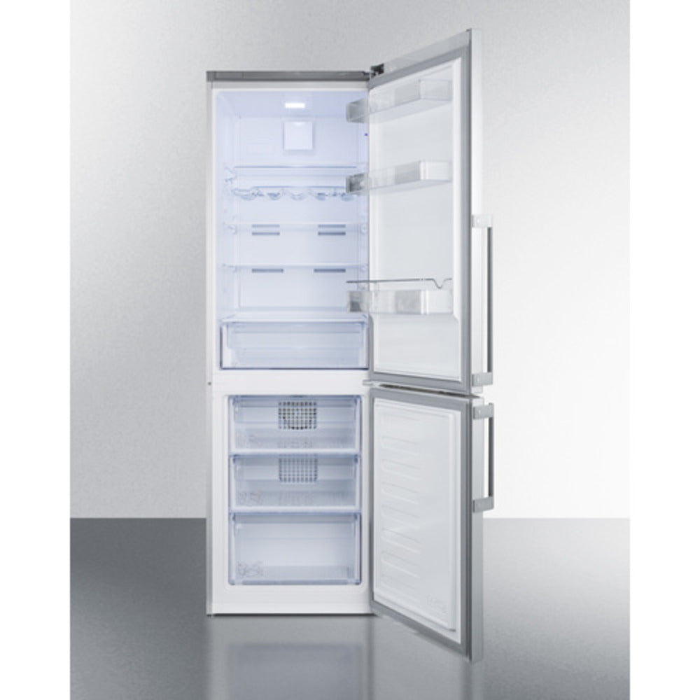 Summit Appliance FFBF24 Series 24" 11 cu.ft. Stainless Steel Finish Frost-Free Bottom Freezer Refrigerator